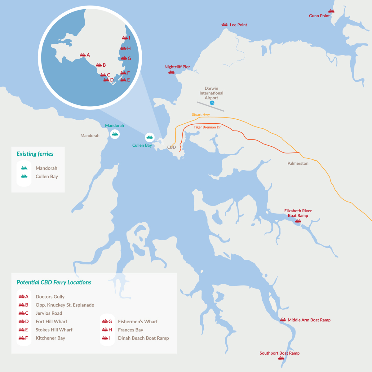 ferry services study map