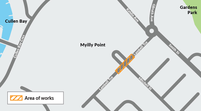 Myilly Point roadworks map